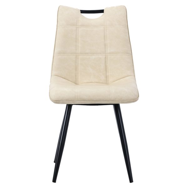 058 000076 3 2 Chair Nely pakoworld pu light beige-black metal leg 45x61x85cmIndoor furniture > Chairs
