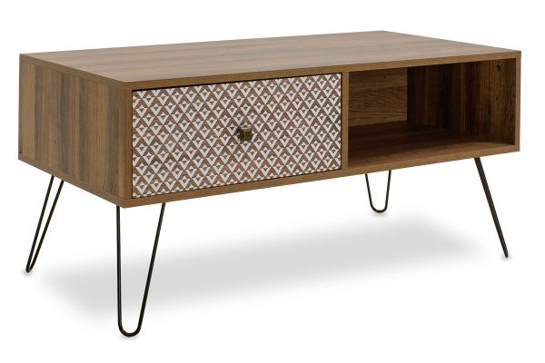 066 000005 13 Coffee table dresser Boho pakoworld in walnut color 100x50x46cmIndoor furniture > Coffee tables