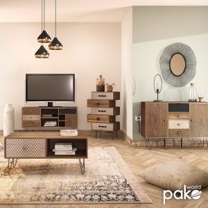 066 000005 2 10 Coffee table dresser Boho pakoworld in walnut color 100x50x46cmIndoor furniture > Coffee tables