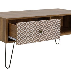 066 000005 3 10 Coffee table dresser Boho pakoworld in walnut color 100x50x46cmIndoor furniture > Coffee tables