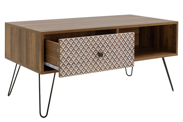 066 000005 3 10 Coffee table dresser Boho pakoworld in walnut color 100x50x46cmIndoor furniture > Coffee tables