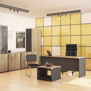 069 000015 4 11 Commercial desk Lotus pakoworld in oak-dark grey 180x80x75cmOffice furniture > Professional desk
