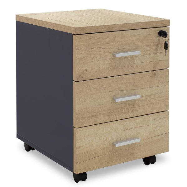 069 000018 16 Mobile drawer Lotus pakoworld in oak-dark grey color 40x47x55cmOffice furniture > Drawers office
