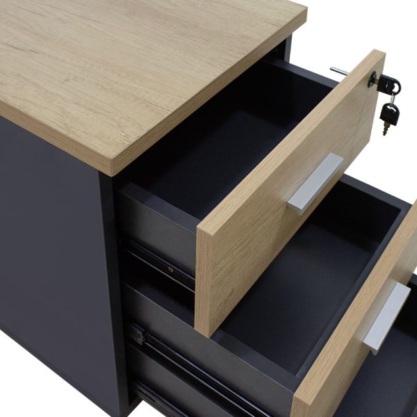 069 000018 3 13 Mobile drawer Lotus pakoworld in oak-dark grey color 40x47x55cmOffice furniture > Drawers office