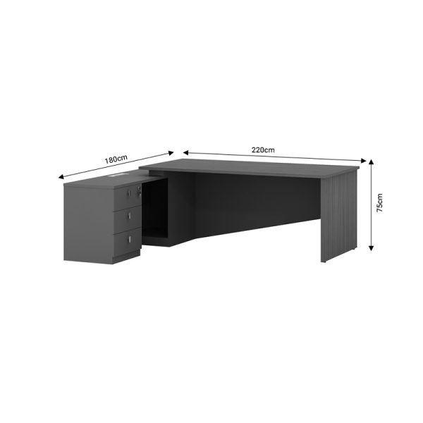 069 000065 4 7 Work desk professional right corner Denith pakoworld charcoal-walnut 220x180x75cmSPRING OFFERS