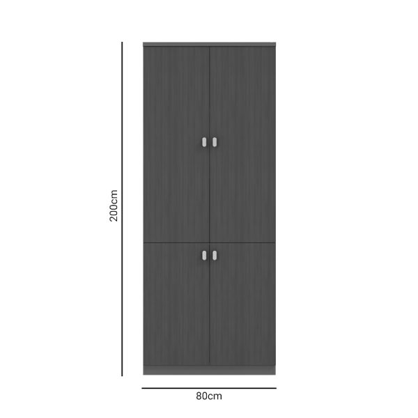069 000071 4 2 Office bookcase professional Denith pakoworld dark grey-walnut 80x40x200cmSPRING OFFERS