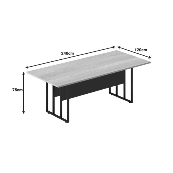 069 000079 2 2 Conference table Lotus pakoworld metal-wood in oak-dark grey color 240x120x75cmOffice furniture > Professional desk