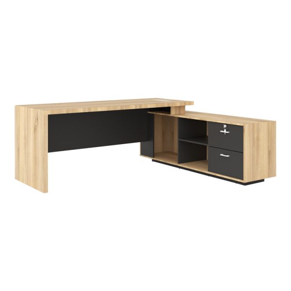 069 000096 8 Reversible professional Lotus Pakoworld work desk in natural-dark grey color 200x170x75 cm.Office furniture > Professional desk