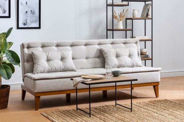 071 000458 2 2 3 seater sofa-bed PWF-0179 fabric cream color 180x80x78cmIndoor furniture > Sofas & Armchairs - Pre Order