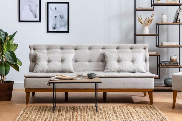 071 000458 3 2 3 seater sofa-bed PWF-0179 fabric cream color 180x80x78cmIndoor furniture > Sofas & Armchairs - Pre Order