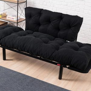 071 000659 2 3 2 seater sofa bed PWF-0018 with fabric in black color 155x73x85cmIndoor furniture > Sofas & Armchairs - Pre Order