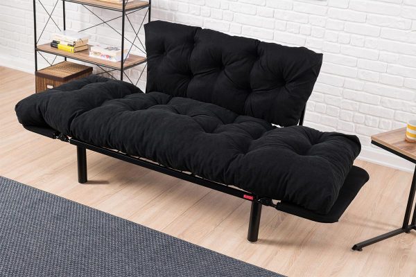 071 000659 2 3 2 seater sofa bed PWF-0018 with fabric in black color 155x73x85cmIndoor furniture > Sofas & Armchairs - Pre Order