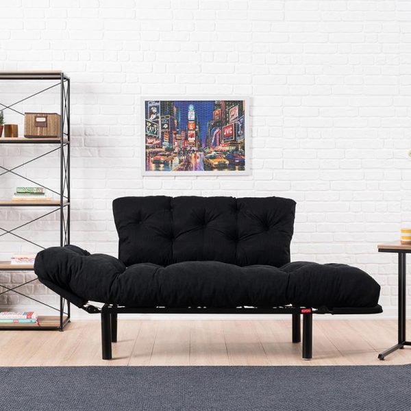071 000659 4 3 2 seater sofa bed PWF-0018 with fabric in black color 155x73x85cmIndoor furniture > Sofas & Armchairs - Pre Order