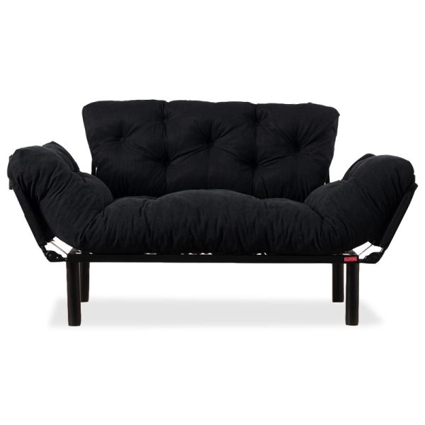 071 000659 6 2 seater sofa bed PWF-0018 with fabric in black color 155x73x85cmIndoor furniture > Sofas & Armchairs - Pre Order