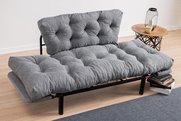 071 000662 2 3 2 seater sofa bed PWF-0018 pakoworld with fabric in grey color 155x73x85cmIndoor furniture > Sofas