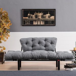 071 000662 4 3 2 seater sofa bed PWF-0018 pakoworld with fabric in grey color 155x73x85cmIndoor furniture > Sofas