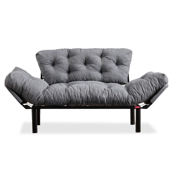 071 000662 6 2 seater sofa bed PWF-0018 pakoworld with fabric in grey color 155x73x85cmIndoor furniture > Sofas