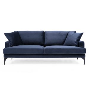 071 001127 2 3 3-seater sofa Fortune pakoworld velvet navy blue-black 205x88x90cmIndoor furniture > Sofas & Armchairs - Pre Order