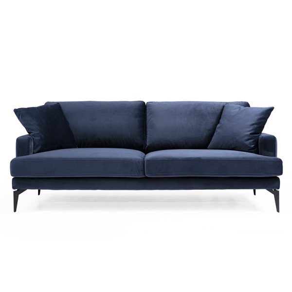 071 001127 2 3 3-seater sofa Fortune pakoworld velvet navy blue-black 205x88x90cmIndoor furniture > Sofas & Armchairs - Pre Order