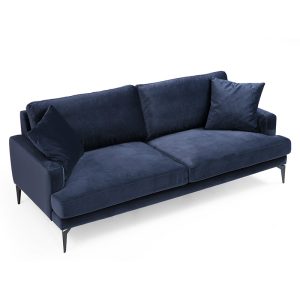 071 001127 3 3 3-seater sofa Fortune pakoworld velvet navy blue-black 205x88x90cmIndoor furniture > Sofas & Armchairs - Pre Order