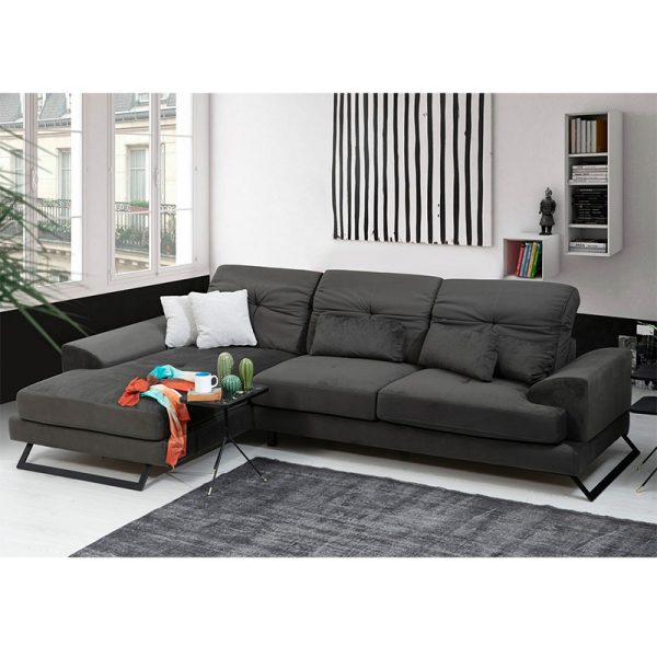 071 001129 3 2 Corner sofa PWF-0503 pakoworld right corner velvet anthracite-black 308x190x100/92cmIndoor furniture > Sofas & Armchairs - Pre Order