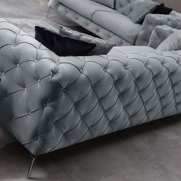 071 001147 2 2 2-seater sofa PWF-0502 pakoworld gray-chrome velvet 197x90x73cmIndoor furniture > Sofas & Armchairs - Pre Order