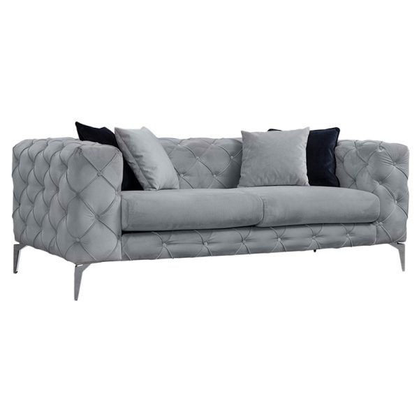 071 001147 4 2-seater sofa PWF-0502 pakoworld gray-chrome velvet 197x90x73cmIndoor furniture > Sofas & Armchairs - Pre Order
