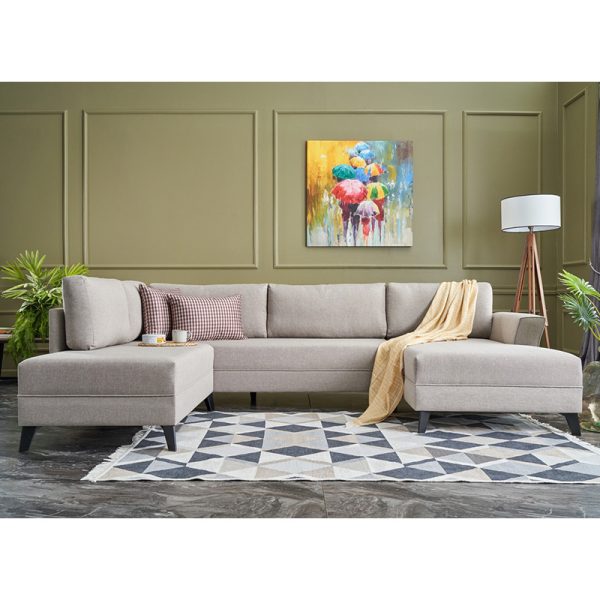 071 001190 2 2 Versatile corner sofa-bed PWF-0536 pakoworld cream fabric 300x202x78cmIndoor furniture > Sofas & Armchairs - Pre Order