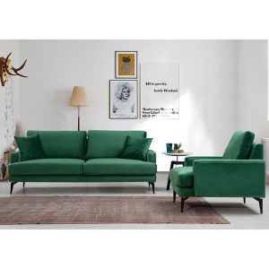 071 001198 2 3 3-seater sofa Fortune pakoworld velvet green-black 205x90x88cmIndoor furniture > Sofas & Armchairs - Pre Order