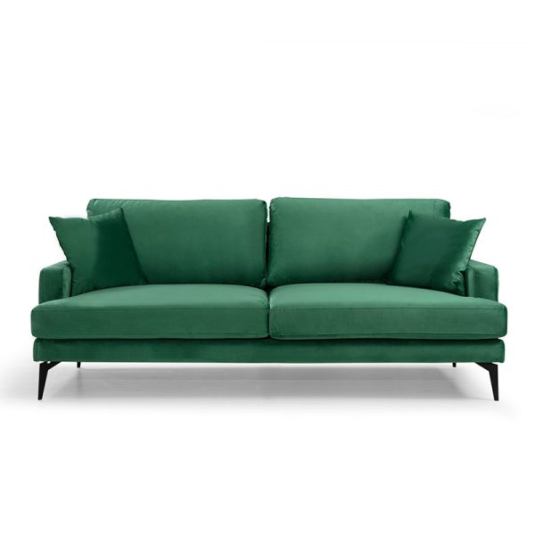 071 001198 5 3-seater sofa Fortune pakoworld velvet green-black 205x90x88cmIndoor furniture > Sofas & Armchairs - Pre Order