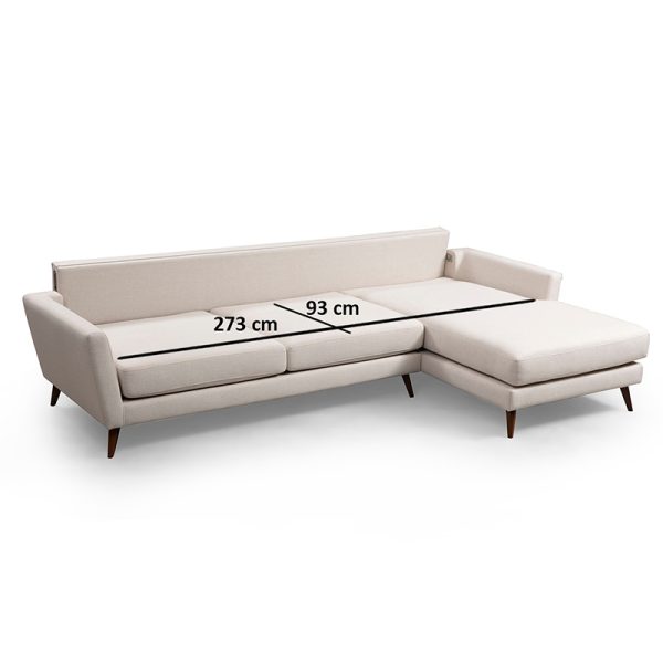 071 001206 3 5 Corner sofa-bed PWF-0526 pakoworld left corner fabric beige-walnut 303x168x85cmIndoor furniture > Sofas & Armchairs - Pre Order