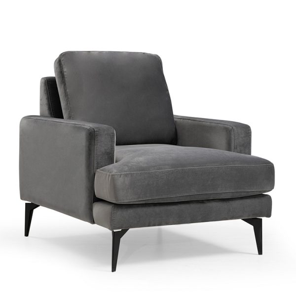 071 001208 3 Armchair Fortune pakoworld velvet anthracite black 80x90x88cmIndoor furniture > Sofas & Armchairs - Pre Order