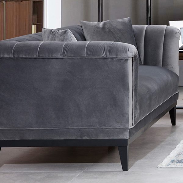 071 001241 2 2 3-seater sofa PWF-0541 pakoworld anthracite velvet 255x89x79cmIndoor furniture > Sofas & Armchairs - Pre Order