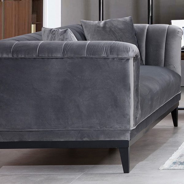 071 001242 2 2 2 seater sofa PWF-0541 pakoworld anthracite velvet 190x89x79cmIndoor furniture > Sofas & Armchairs - Pre Order