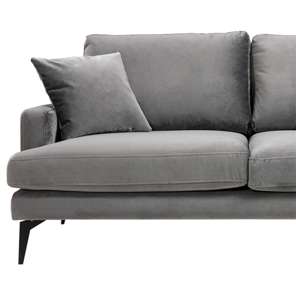 071 001244 2 3 Sofa 2-seater Fortune pakoworld velvet anthracite-black 175x90x88cmIndoor furniture > Sofas & Armchairs - Pre Order