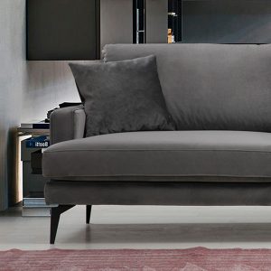 071 001254 2 3 3-seater sofa Fortune pakoworld velvet anthracite-black 205x90x88cmIndoor furniture > Sofas & Armchairs - Pre Order