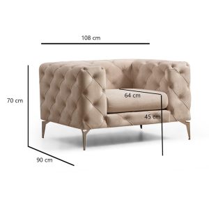 071 001288 4 2 Armchair PWF-0579 pakoworld fabric ecru 108x90x70cmIndoor furniture > Sofas & Armchairs - Pre Order