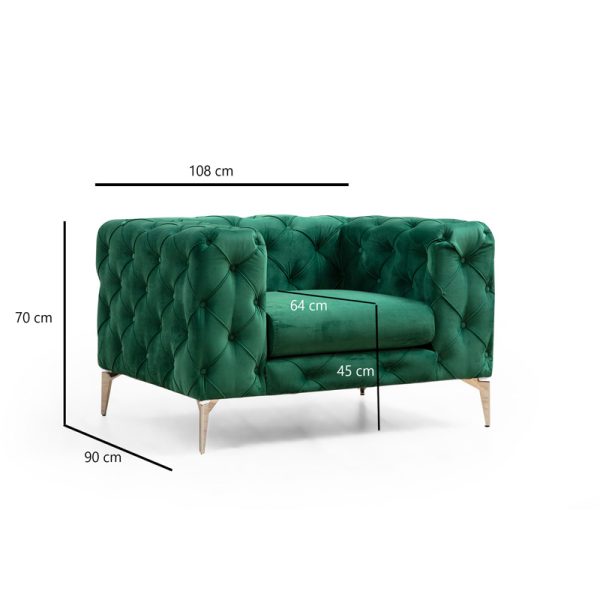 071 001289 3 2 Armchair PWF-0579 pakoworld fabric green 108x90x70cmIndoor furniture > Sofas & Armchairs - Pre Order