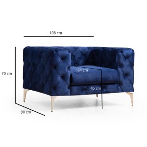071 001290 3 2 Armchair PPWF-0579 pakoworld fabric blue 108x90x70cmIndoor furniture > Sofas & Armchairs - Pre Order