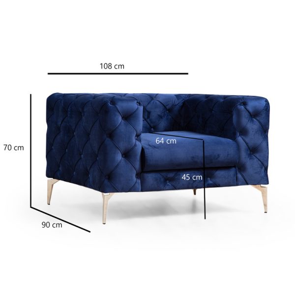 071 001290 3 2 Armchair PPWF-0579 pakoworld fabric blue 108x90x70cmIndoor furniture > Sofas & Armchairs - Pre Order