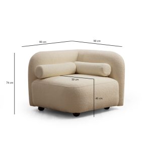 071 001303 3 2 Armchair Tranquil pakoworld fabric boucle cream 90x90x74cmIndoor furniture > Sofas & Armchairs - Pre Order