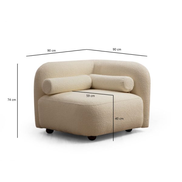 071 001303 3 2 Armchair Tranquil pakoworld fabric boucle cream 90x90x74cmIndoor furniture > Sofas & Armchairs - Pre Order