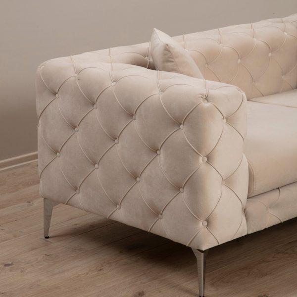 071 001325 3 2 2 seater Chesterfield type sofa PWF-0579 pakoworld fabric ecru 197x90x73cmIndoor furniture > Sofas & Armchairs - Pre Order