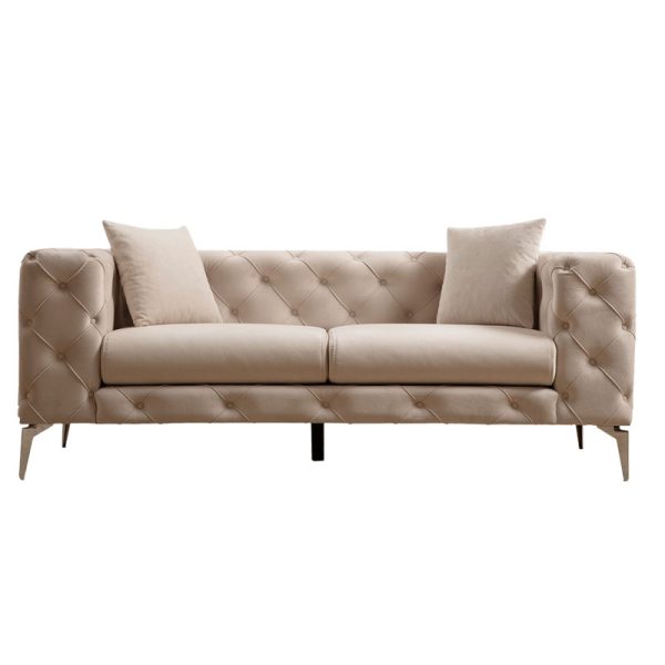 071 001325 5 2 seater Chesterfield type sofa PWF-0579 pakoworld fabric ecru 197x90x73cmIndoor furniture > Sofas & Armchairs - Pre Order