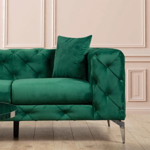 071 001326 3 4 2 seater Chesterfield type sofa PWF-0579 pakoworld fabric green 197x90x73cmIndoor furniture > Sofas & Armchairs - Pre Order