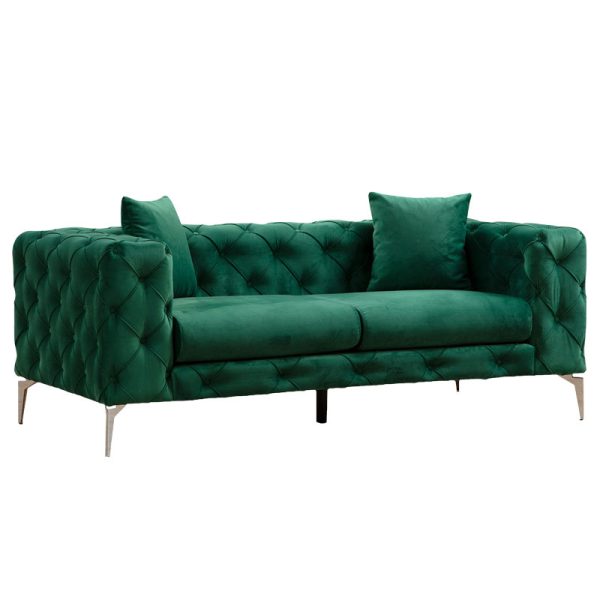 071 001326 7 2 seater Chesterfield type sofa PWF-0579 pakoworld fabric green 197x90x73cmIndoor furniture > Sofas & Armchairs - Pre Order