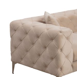071 001351 2 2 3 seater sofa PWF-0579 pakoworld Chesterfield type fabric ecru 237x90x73cmIndoor furniture > Sofas & Armchairs - Pre Order