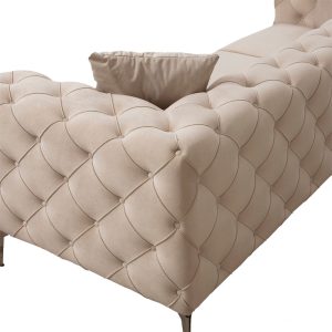 071 001351 3 2 3 seater sofa PWF-0579 pakoworld Chesterfield type fabric ecru 237x90x73cmIndoor furniture > Sofas & Armchairs - Pre Order