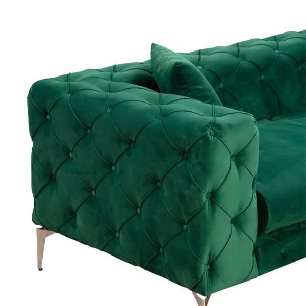 071 001352 2 4 3 seater sofa PWF-0579 pakoworld Chesterfield type fabric green 237x90x73cmIndoor furniture > Sofas & Armchairs - Pre Order