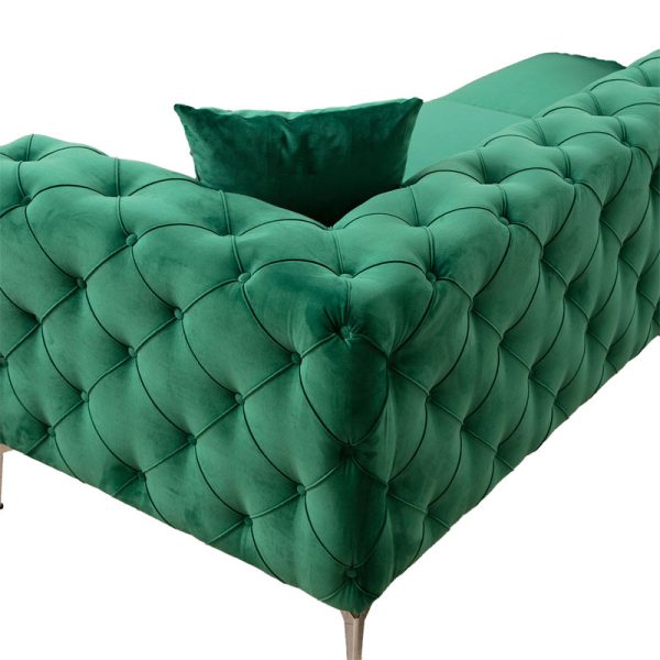 071 001352 3 4 3 seater sofa PWF-0579 pakoworld Chesterfield type fabric green 237x90x73cmIndoor furniture > Sofas & Armchairs - Pre Order